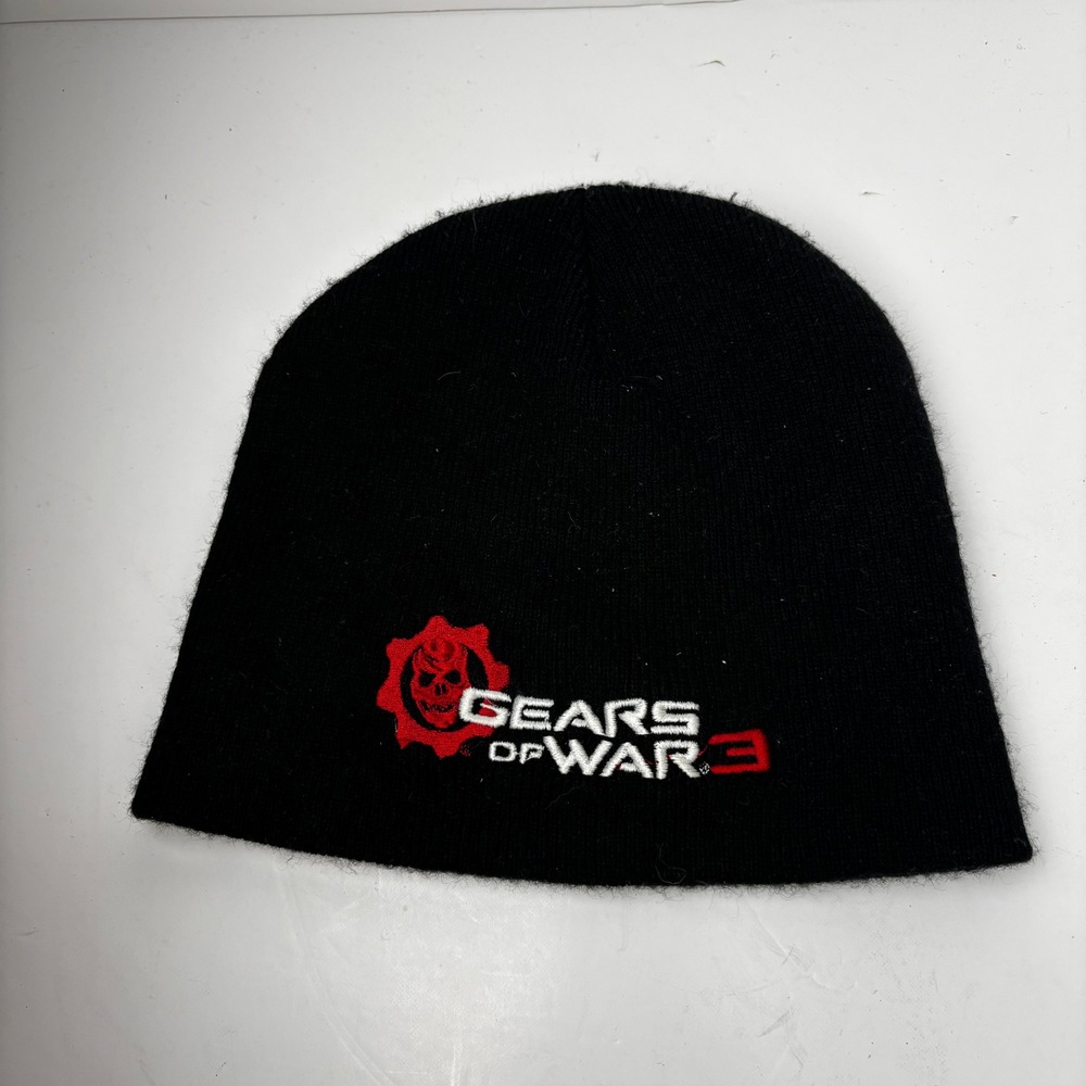 Gears of War 3 Xbox Promo Beanie Hat Black Embroidered Crimson Omen Skull Cap